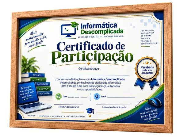 Mockup do bônus 06: Certificado de Participação